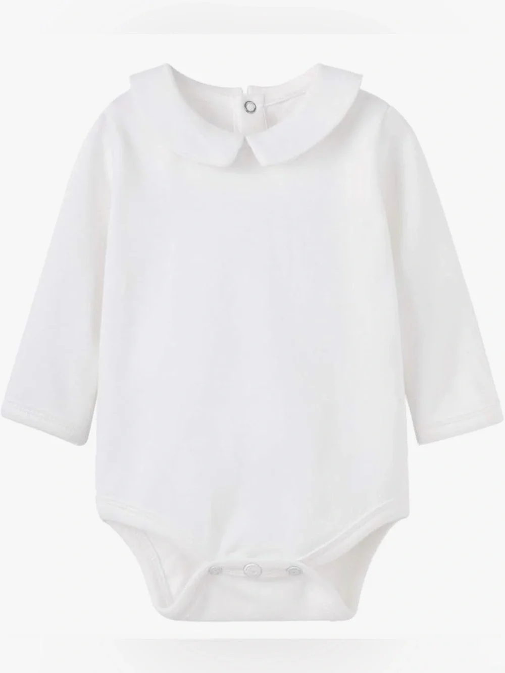 Baby Club Chic White Peter Pan Collar Bodysuit Long Sleeve Baby Bodysuit